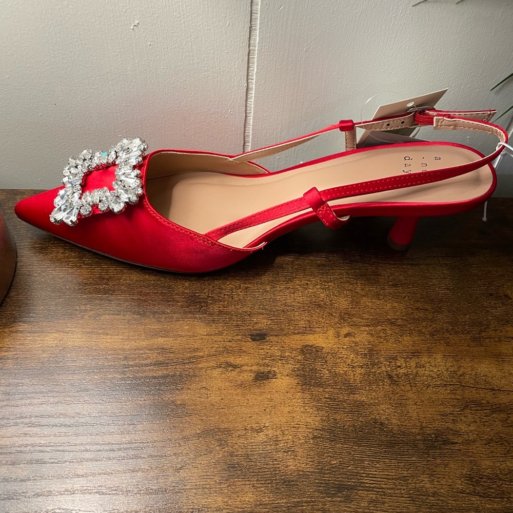 a new day Red Embellished Slingback Heels
